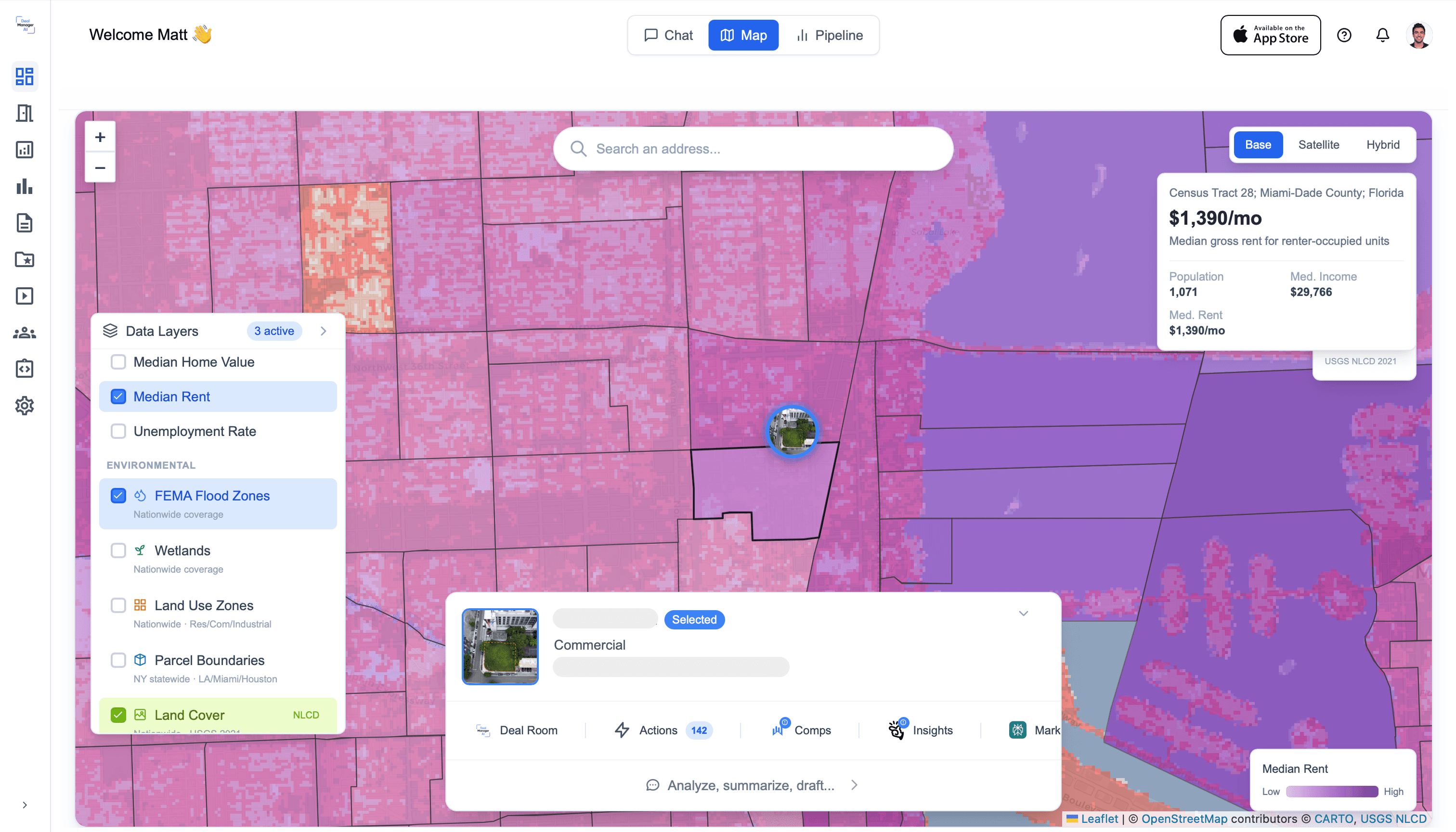 Deal Manager AI - Map View with Data Layers